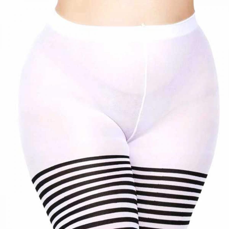 7100Q Leg Avenue Nylon striped thighs Plus Size