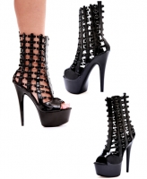 609-Davida Ellie Boots, 6 Inch Pointed Stiletto High Heels Chain Link