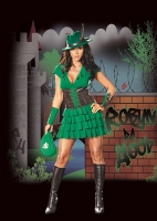 4494 Dreamgirl Costume, Robyn da Hood, Ruffle hem dress and faux leat