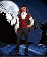 5940 Dreamgirl Men Costume, Fang Bangin Fun Vampire, Satin long sleev