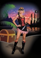 6381 Dreamgirl Costume, Treasure Chest Pirate, Off the shoulder micro