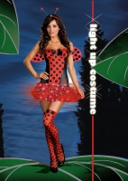 6406 Dreamgirl Costume, Light me up Lady Bug, Shiny knit dress with j