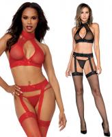 0375 Dreamgirl fishnet bodystocking set lace trims