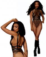 13291 Dreamgirl Fishnet teddy faux leather harness