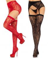 1608 Leg Avenue Rachel lace thigh highs garter belt set