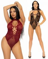 89307 Leg Avenue Net lace halter bodysuit