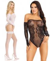 89317 Leg Avenue Rhinestone net off the shoulder teddy