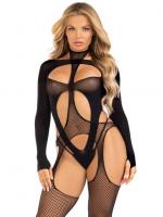 89321 Leg Avenue Fishnet halter suspender bodystocking