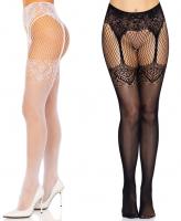 9233 Leg Avenue Faux garter belt fishnet tights lace up