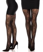 9731 Leg Avenue Garden rose lace tights Black