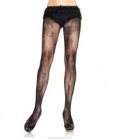 9775 Leg Avenue, Jacquard micro net rose lace pantyhose