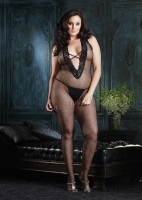 89041Q Leg Avenue Plus Size Body stocking,  halter fishnet body s