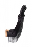 2051 Leg Avenue Gloves, Satin Opera length gloves with fringe trim.