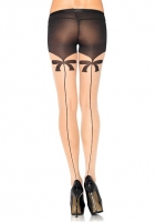 7277 Leg Avenue, Spandex sheer bow backseam pantyhose with long line