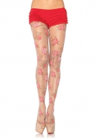 7288 Leg Avenue, Spandex sheer rose print pantyhose.