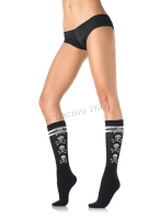 5581 Leg Avenue Stockings,  acrylic striped woven skull knee high