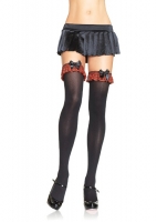 6376 Leg Avenue Stockings, Opaque thigh highs with satin bow and plai