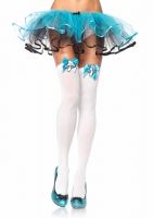 6555 Leg Avenue Stockings,  white Magic mushroom bow top thigh hi