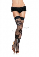 9225 Leg Avenue Stockings,  rose print net fishnet thigh highs St